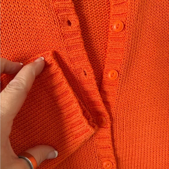 Lauren Ralph Lauren Petite Orange Ribbed Knit Cropped
Button-Front Cardigan SP - Picture 5 of 6